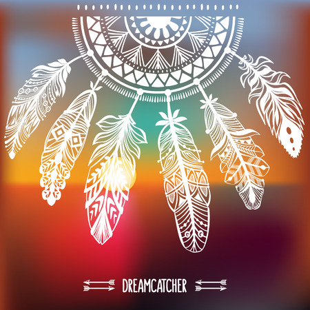 Dreamcatcher with ornamentのイラスト素材