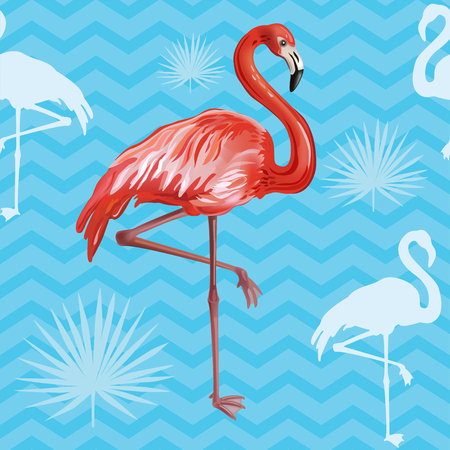 Seamless pattern with flamingoのイラスト素材