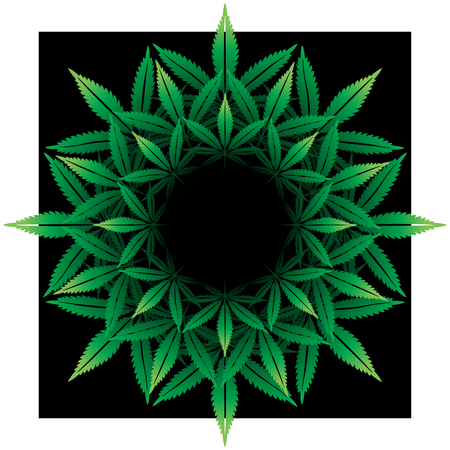 Round pattern from cannabis leaf on blackのイラスト素材