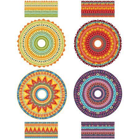 Round Ornament Pattern with pattern brushのイラスト素材
