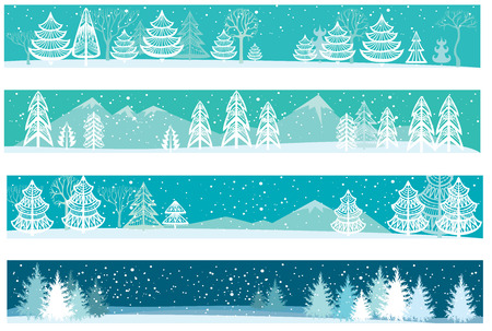 Set of winter christmas bannersのイラスト素材