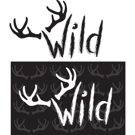 Wild. Hand drawn letteringのイラスト素材