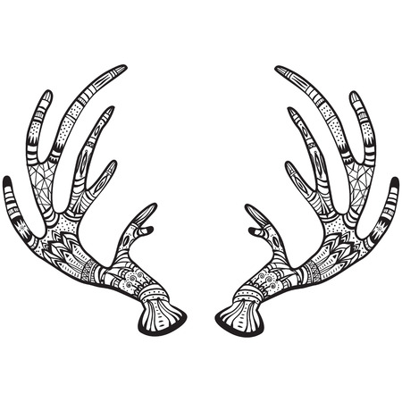 Deer antlers with native ornamentのイラスト素材