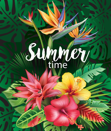 Arrangement from tropical flowersのイラスト素材