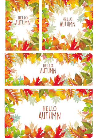 Set of banner of autumnal leaves vector illustration.のイラスト素材