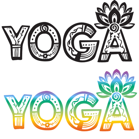 Word YOGA with lotus flowerのイラスト素材