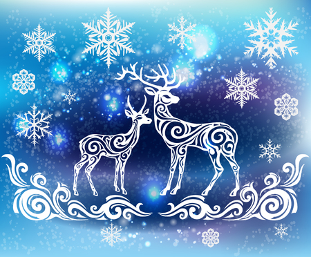 Silhouette of stylized deersのイラスト素材