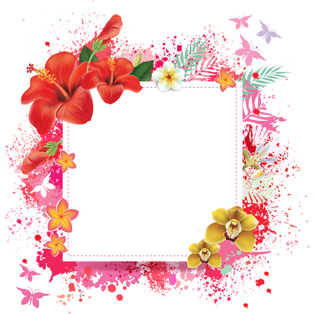 Colorful floral card with place for text.のイラスト素材