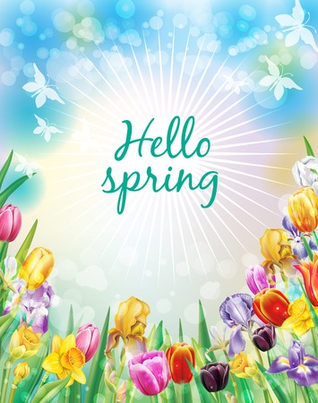 Backdrop of spring of flowersのイラスト素材