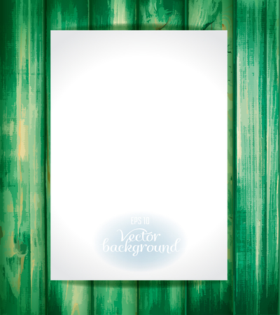 Empty paper on the wooden vintage background Vector illustration.のイラスト素材