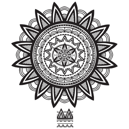 Round Ornament Pattern with Pattern brash. Vector illustrationのイラスト素材