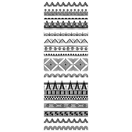 Set of geometric Pattern brushes in Tribal ethnic styleの写真素材
