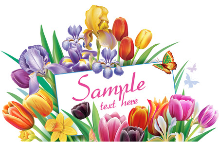 Arrangement with multicolor tulips flowersのイラスト素材