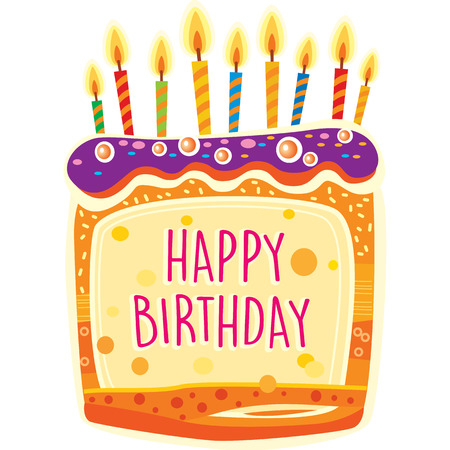 Card with birthday cake and candles. Birthday Party Elementsのイラスト素材