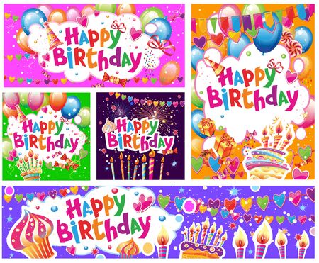 Set of Birthday cards and bannersのイラスト素材