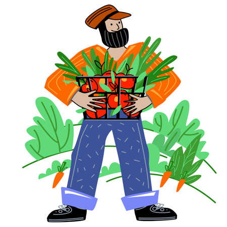 Farmer harvests Local organic production Eco Food fのイラスト素材