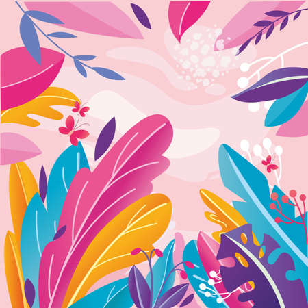 Floral abstract illustrations Modern trendy styleのイラスト素材