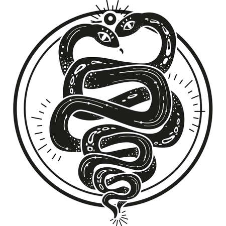 Two intertwined snakes Esotericのイラスト素材