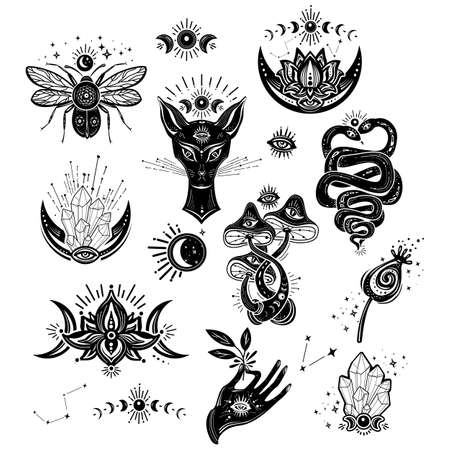 Mystical and Esoteric elementsのイラスト素材