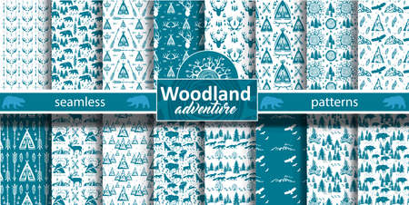 Woodland Adventure Seamless Patternのイラスト素材