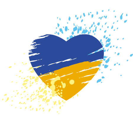 Heart form from Grunge brush strokes in Colors of Ukrainian flagのイラスト素材