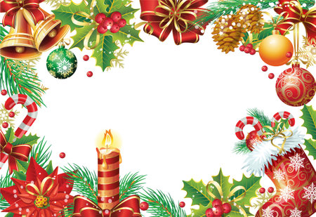 Winter holiday Christmas frame from Christmas decorationのイラスト素材