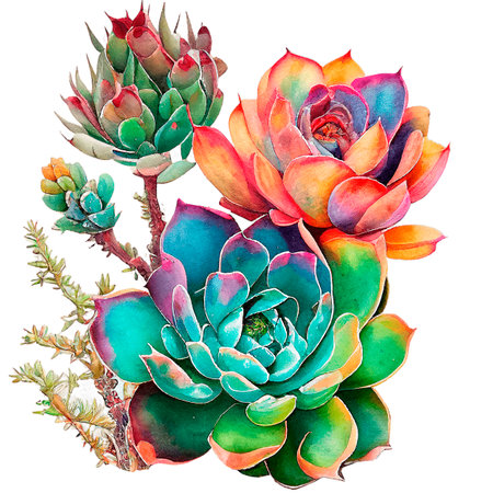 Succulent arrangement, Botanical Illustration, Generative AIの素材
