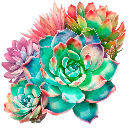 Succulent arrangement, Botanical Illustration, Generative AIの素材