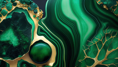 Green and Gold Geode Textures Backgrounds, Generative AIの素材