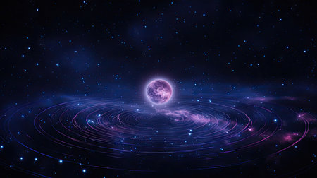 Abstract bright space astronomy background, bright nebula and a cluster of stars, Generative AIの素材