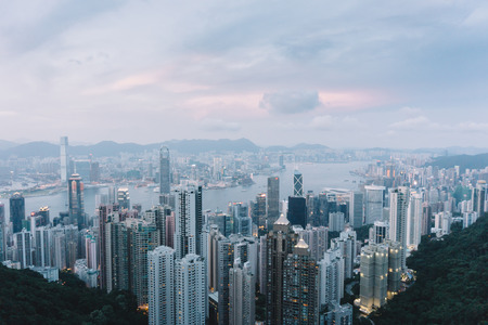 Hong Kong sky line view from the Peakの写真素材