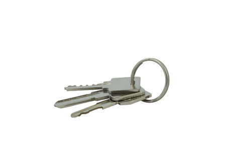 Keys with key ring on isolated backgroundの写真素材