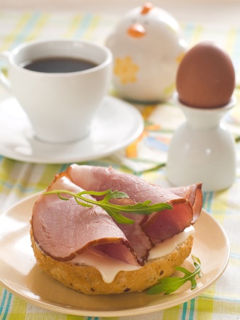 sandwich with cheese and ham for breakfast, selective focusの写真素材