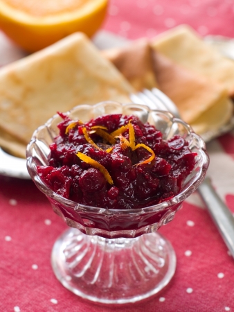 Cranberry jam with orange peel, selective focusの写真素材