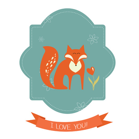 Background and greeting card with foxのイラスト素材