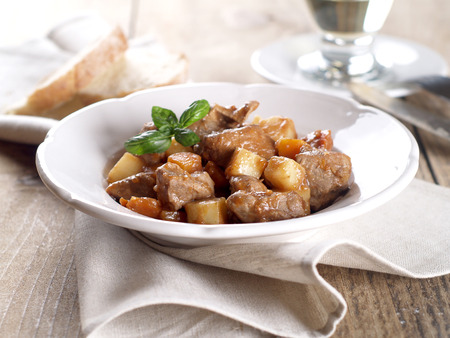 Beef and vegetables goulash (or ragout), selective focusの写真素材
