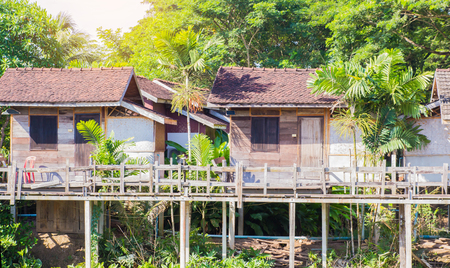 Wood house in country style in nature in Thailandの写真素材