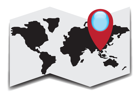 image global map with check in icon,vectorのイラスト素材