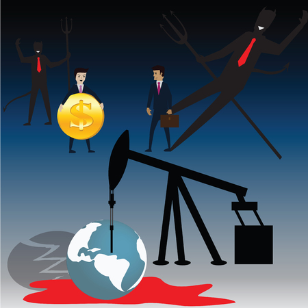 Use oil drill for search oil on the earth,Oil crisis- illustratorのイラスト素材