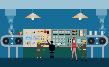 Workday in factory,Automatic machine - Illustrationのイラスト素材