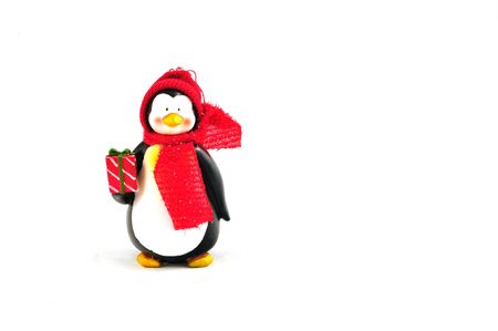Christmas penquin isolated on a white backgroundの写真素材