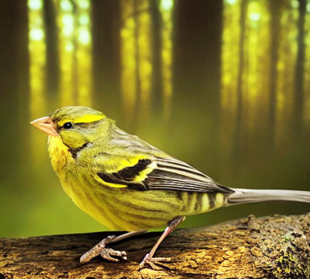 Siskin (Carduelis chloris) in the forestの素材