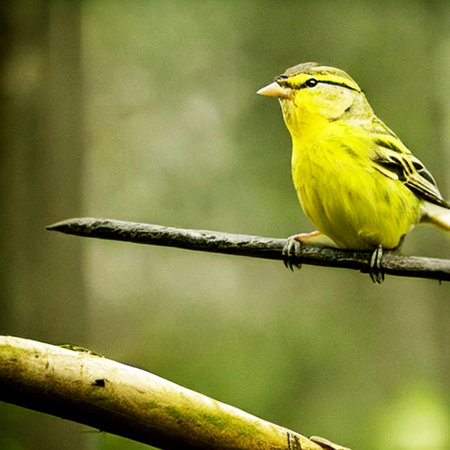 Greenfinch (Motacilla flava) perched on a branchの素材