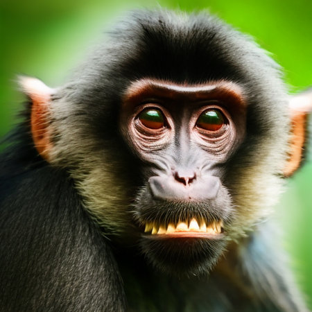 Portrait of a monkey in the jungle. Close-up.の素材