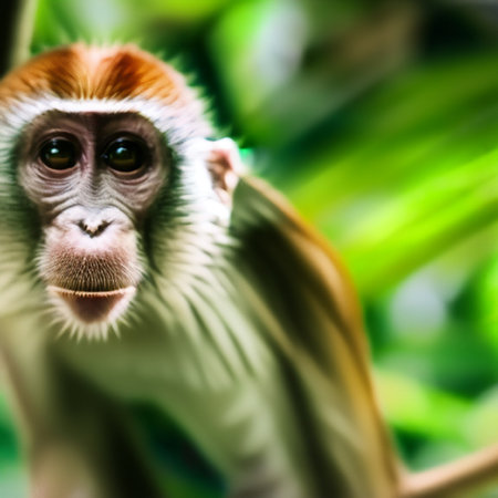 Portrait of a monkey in the jungle, close-up.の素材