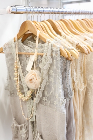 Picture of beautiful lace dresses in the store の写真素材