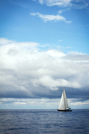 Sailing boat in the sea in Croatiaの写真素材