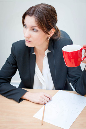 Portrait of a girl in the officeの写真素材