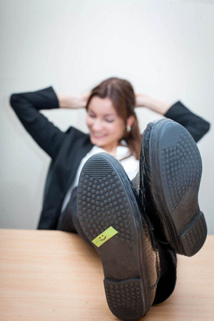 Portrait of a girl in the officeの写真素材