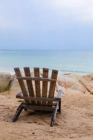 Beach chair on the beach with a sea viewの写真素材
